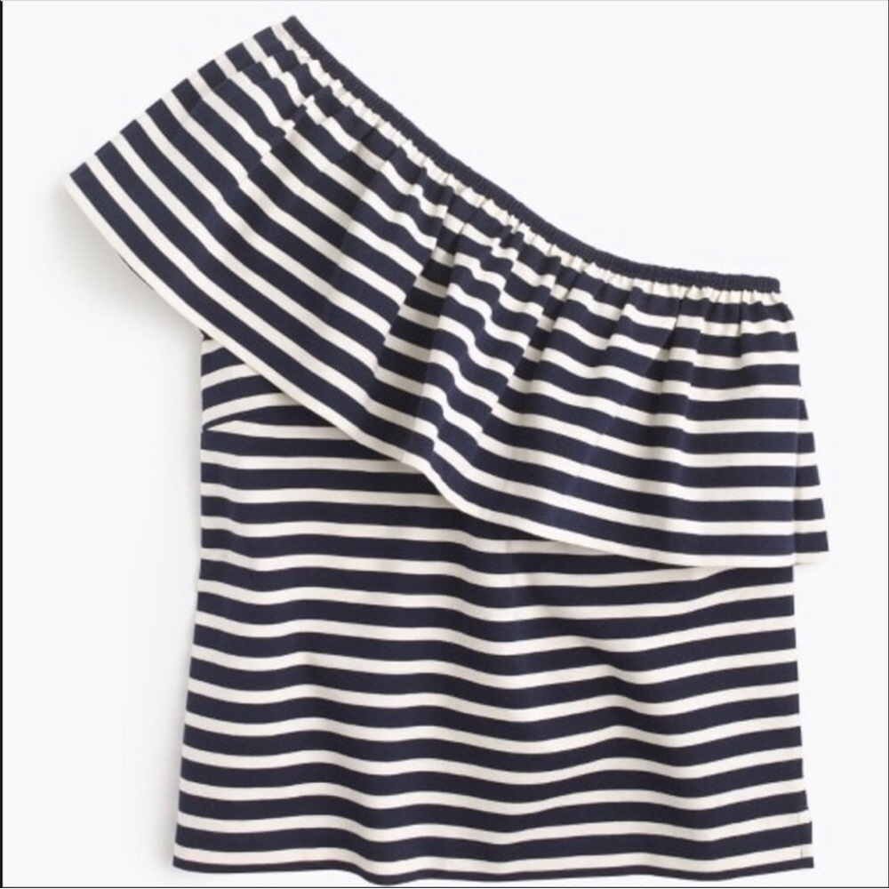 J Crew striped one shoulder top - Picture 2 of 7